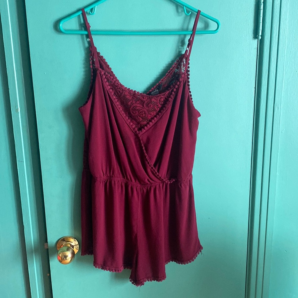 Romper with lace accents